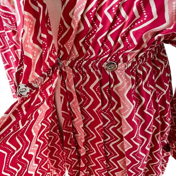 Natalie Martin Nico L/S Mini hand dyed batik wrap dress red pink size medium M - Picture 12 of 16